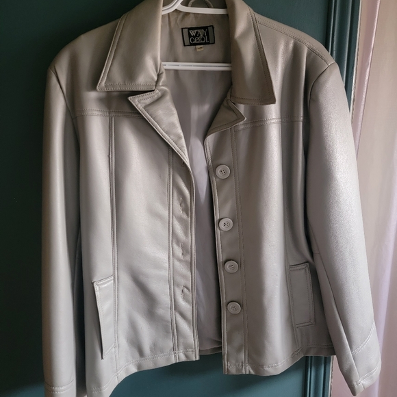 Ladies Gray Faux leather jacket - Picture 2 of 3